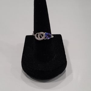 NWT Tanzanite and cz Sterling silver ring